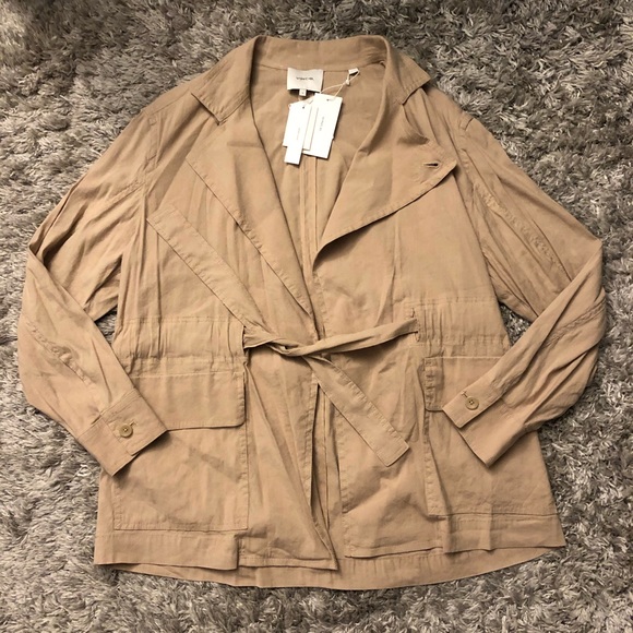 Vince Drapey Linen-blend Jacket in 205 Oat - Picture 3 of 5
